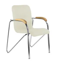 Кресло  "Samba CF-105 BOX-2", хром каркас, накладки "бук", кожзам бежевый, разобрано