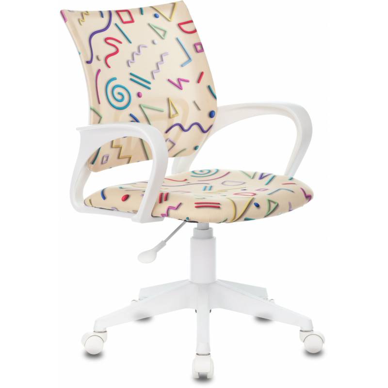 Кресло детское Бюрократ BUROKIDS 1 W песочный Sticks 02 крестов. пластик пластик белый главное фото