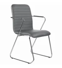 Кресло для приемных и переговорных  "Visit CF-101", хром, экокожа, темно-серое