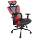 Игровое кресло PREMIUM "Toxin GM-520", синхромеханизм, экокожа/сетка/ткань, черное/красное, 532950. Фото товара с разных ракурсов.